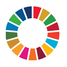 Grafika przestawiająca okrąg złożony z kolorowych kafelków symbolizujących poszczególne zele zrównoważonego rozwoju ONZ