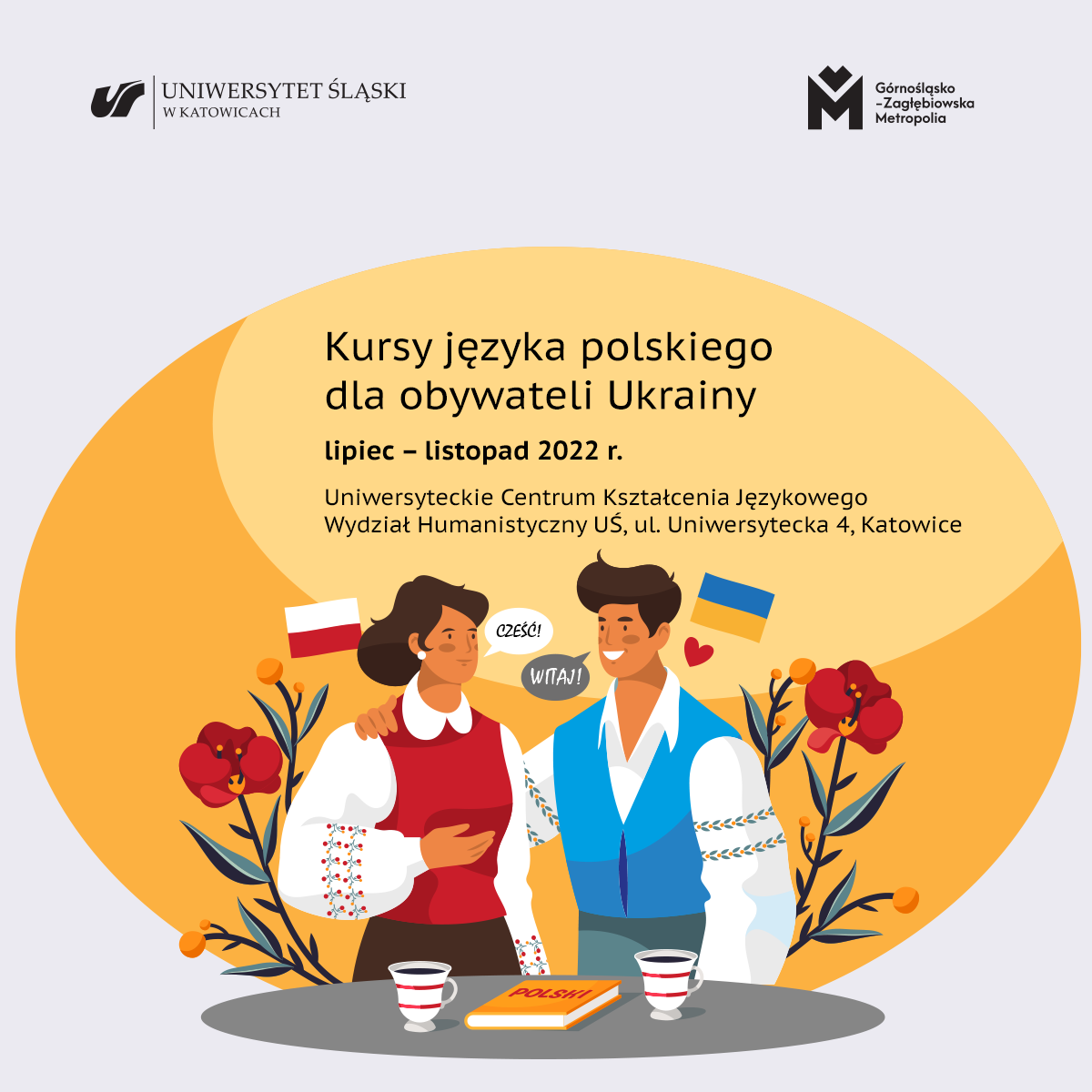 grafika promująca kursy językowe dla obywateli Ukrainy