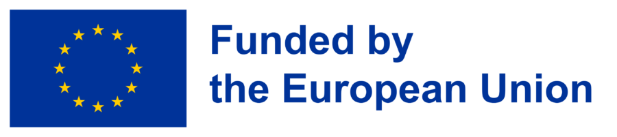 Logotyp Unii Europejskiej i napis Funded by the European Union