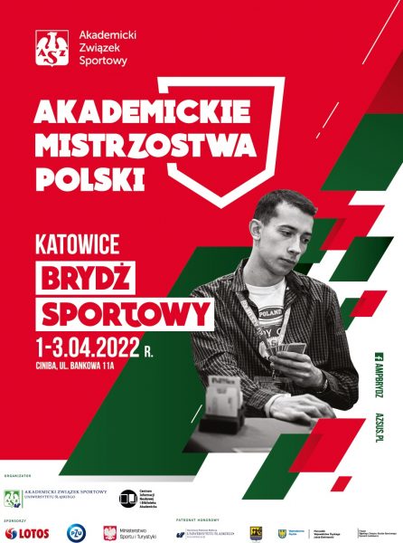 plakat promujący Akademickie Mistrzostwa Polski w brydżu sportowym