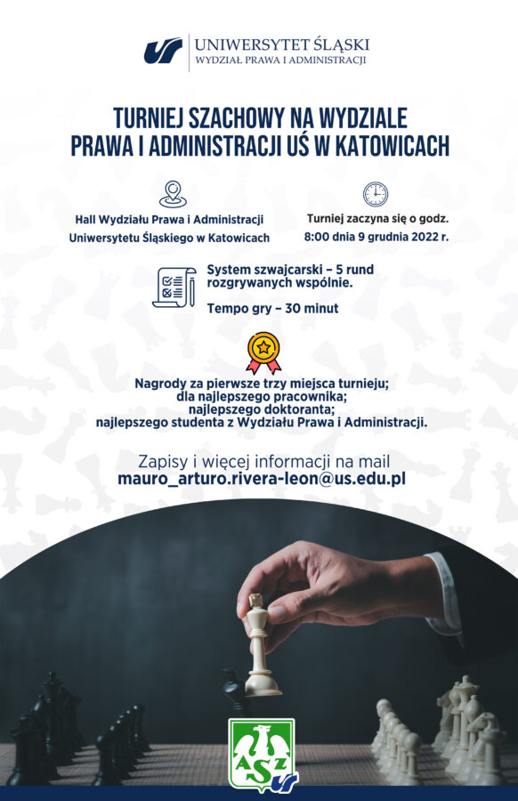 plakat promujący turniej szachowy na Wydziale Prawa i Administracji UŚ