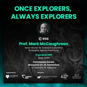Plakat promujący wykład „Once Explorers, Always Explorers” 