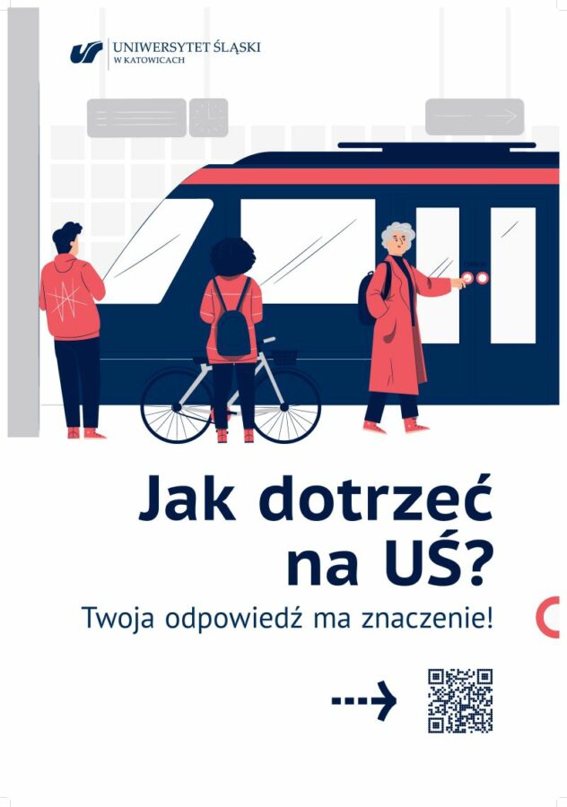 Plakat informujący o ankiecie. Na grafice kod QR
