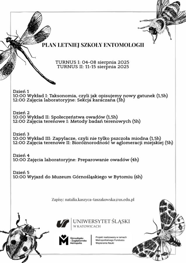 Plan Letniej Szkoły Entomologii, dostępny też w wersji tekstowej