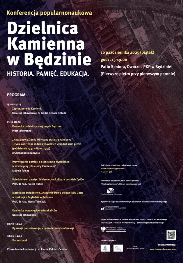 plakat konferencji „Dzielnica Kamienna w Będzinie”, treść dostępna jest w notce