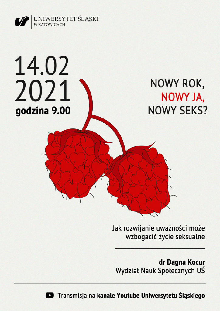 Plakat promujący wykład walentynkowy dr Dagny Kocur