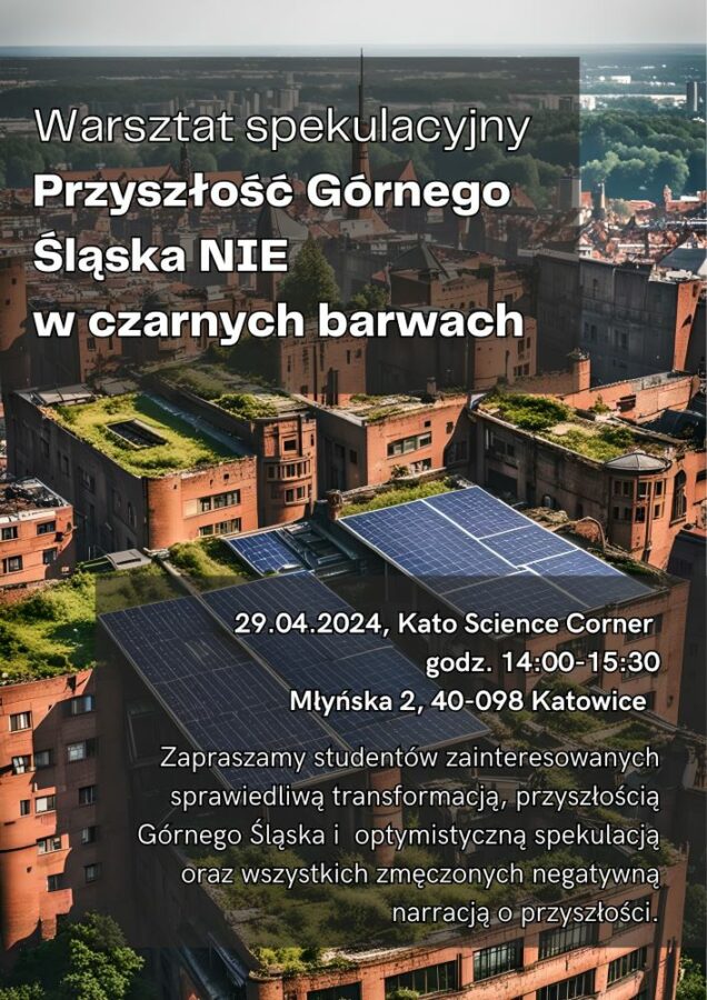 plakat promujący warsztat spekulacyjny „Przyszłość Górnego Śląska NIE w czarnych barwach”