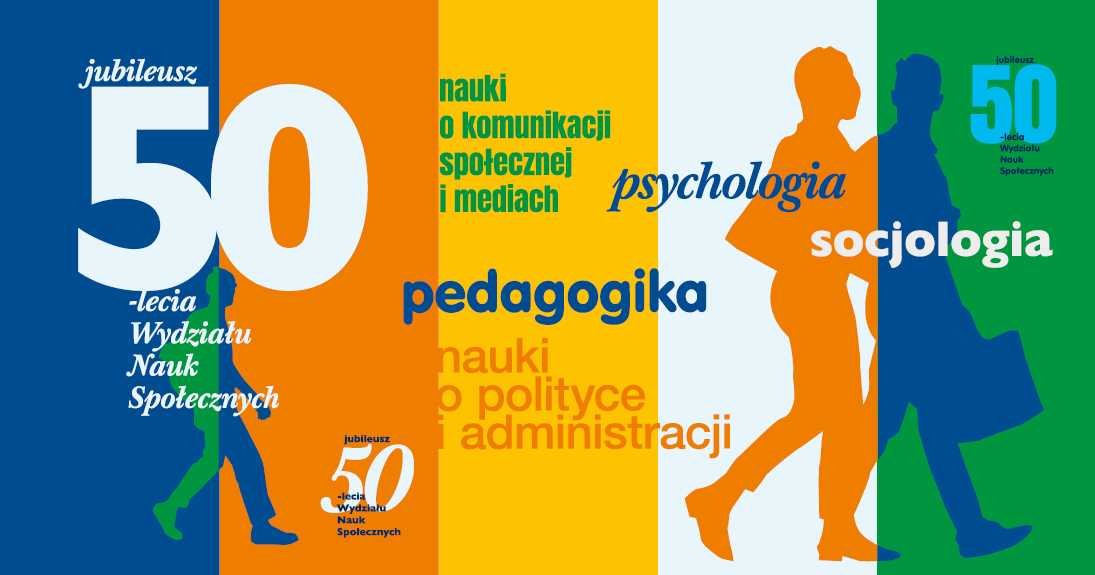 Grafika promująca jubileusz 50-lecia Wydziału Nauk Społecznych Uniwersytetu Śląskiego