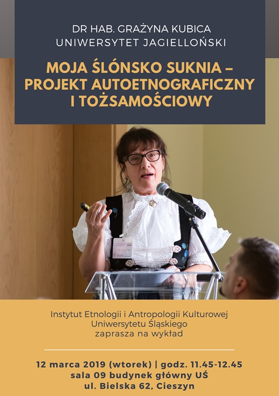 Plalakt promujący wykład gościnny dr hab. Grażyny Kubicy (UJ) na Wydziale Etnologii i Nauk o Edukacji UŚ 