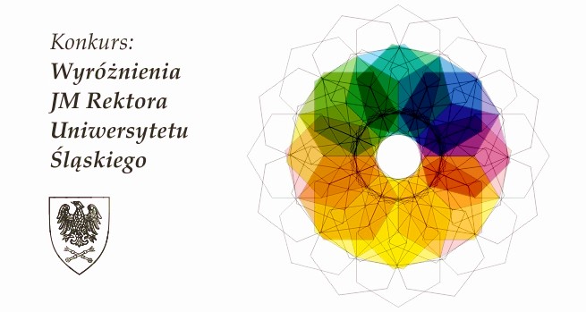 Grafika promująca konkurs: herb Uniwersytetu Śląskiego oraz znak graficzny konkursu  