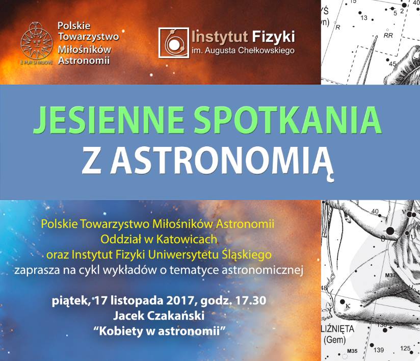 Plakat informujący o „Jesiennych spotkaniach  z astronomią” 