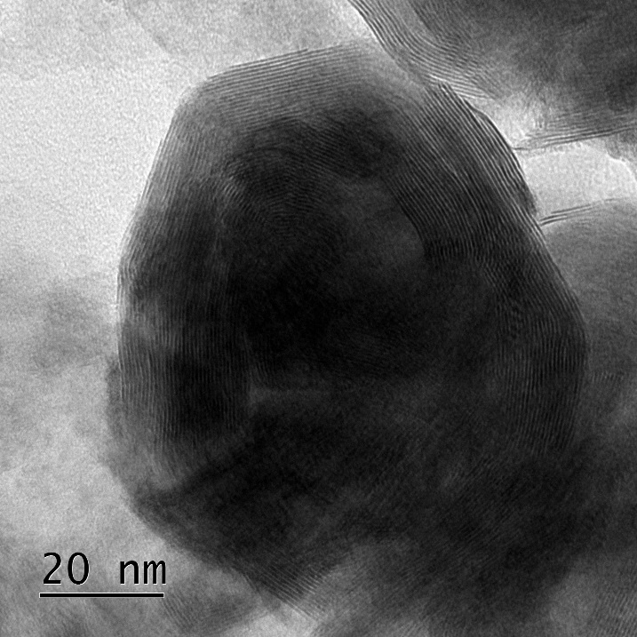 Zdjęcia nanoproszku IF-WS2 wykonane przy użyciu transmisyjnego mikroskopu elektronowego