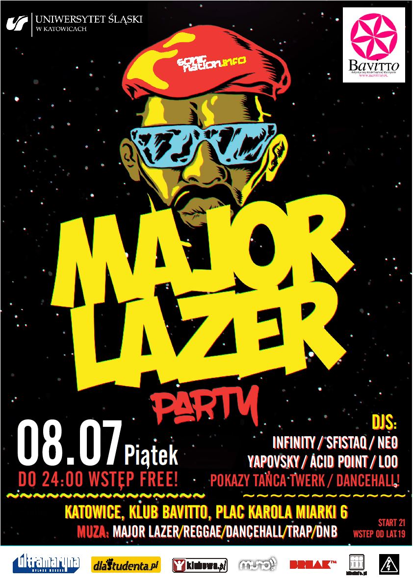 Plakat promujący imprezę Major Lazer Party