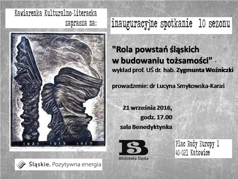 Plakat promujący inauguracyjne spotkanie Kawiarenki Kulturalno-Literackiej
