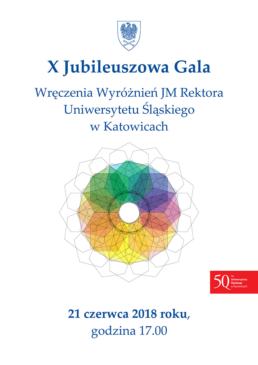 Plakat promujący galę wręczenia wyróżnień JM Rektora Uniwersytetu Śląskiego 