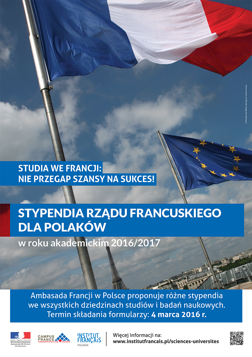 Plakat promujący stypendia rządu francuskiego 