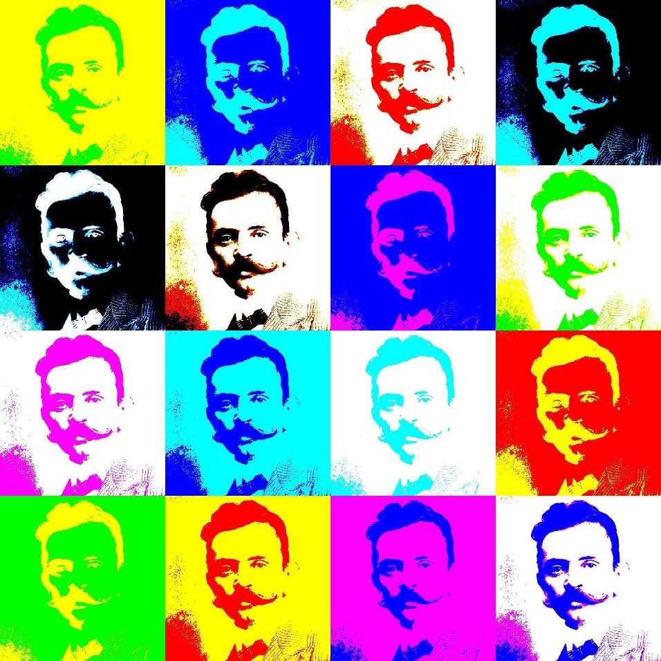 plakat złożony ze zdjęć twarzy Ivana Cankara, które są poddane różnym przeróbkom kolorystycznym