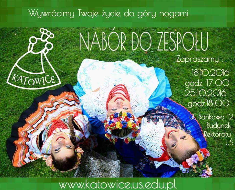 Plakat promujący rekrytację do Zespołu Pieśni i Tańca Katowice