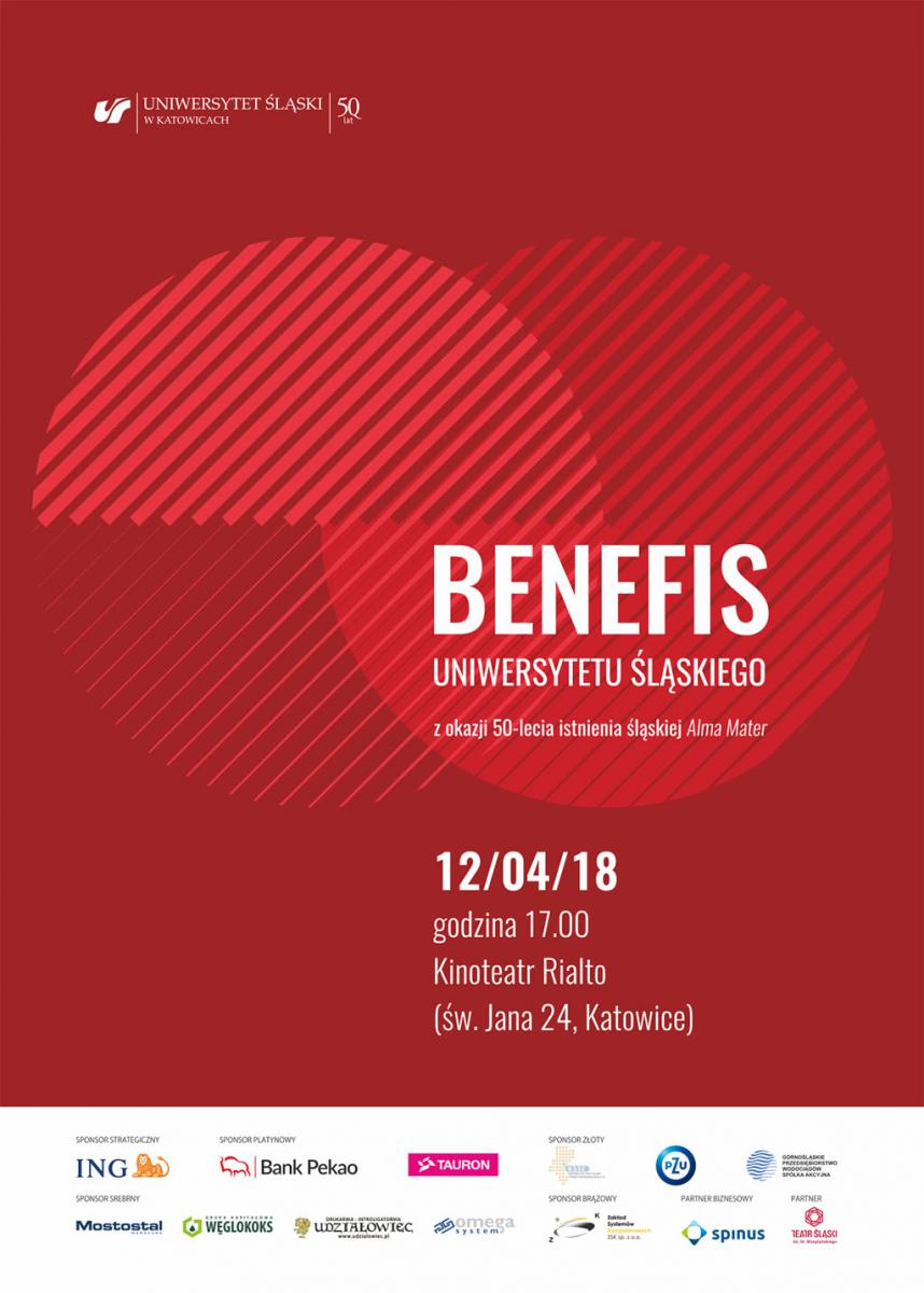 Plakat promujący benefis Uniwersytetu Śląskiego 