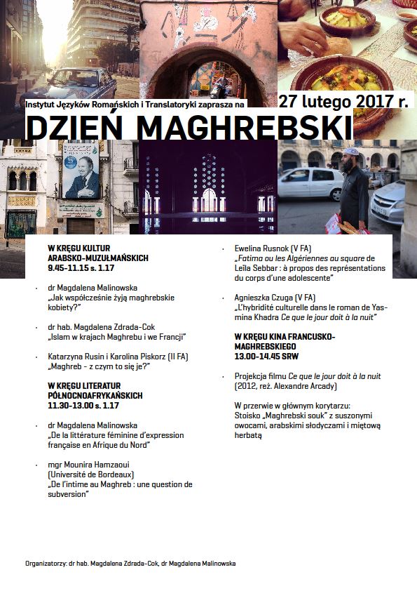 Plakat promujący Dzień Maghrebski zawierający program wydarzenia