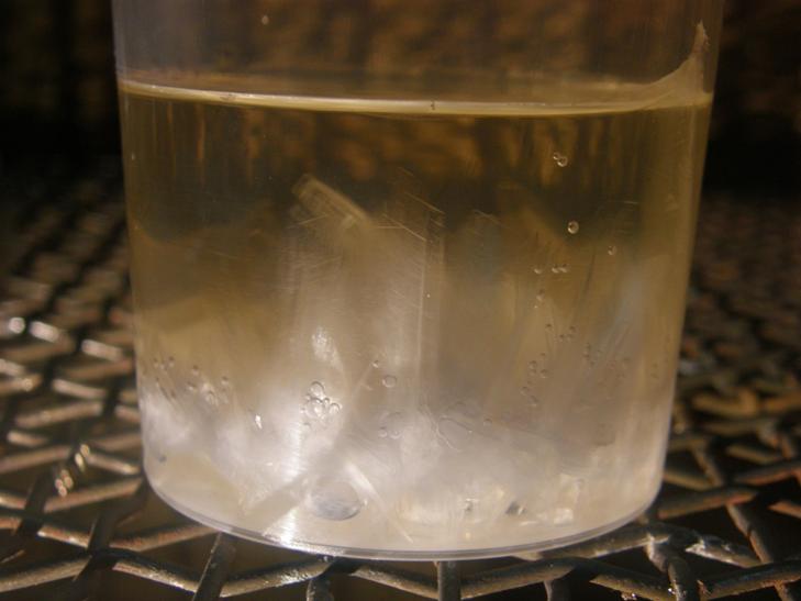 Cienkie, monokrystaliczne płytki TGS otrzymano metodą odparowania wody z roztworu nasyconego w temperaturze 60 ⁰C. Proces ten trwał 3 tygodnie.