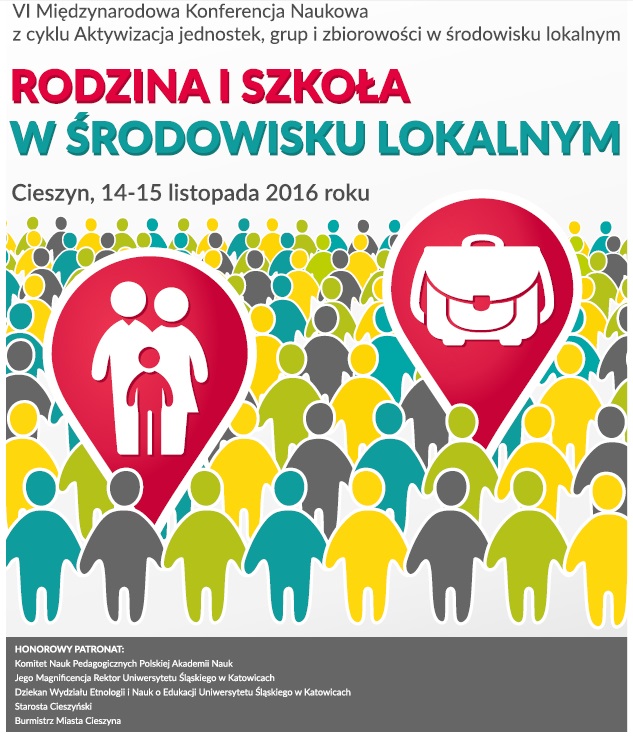 Plakat promujący konferencję pt. "Rodzina i szkoła w środowisku lokalnym"