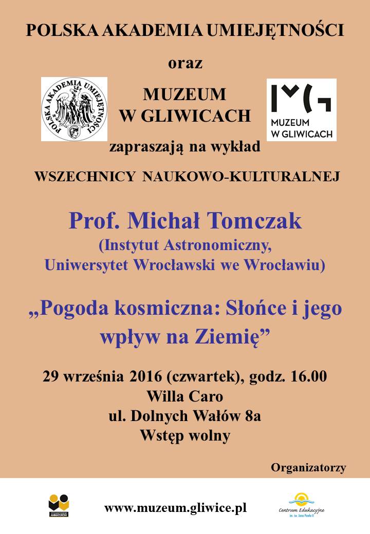 Plakat promujący spotkanie Wszechnicy PAU we wtześniu 2016 r.