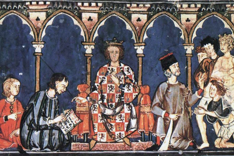 Obraz króla Alfonsa X ze swoim dworem