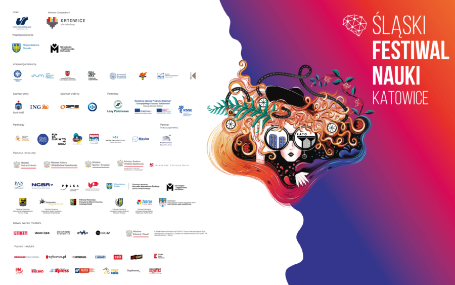 Grafika z logotypami wszystkich partnerów 6. ŚFN KATOWICE. Wszyscy zostali wymienieni w tekście
