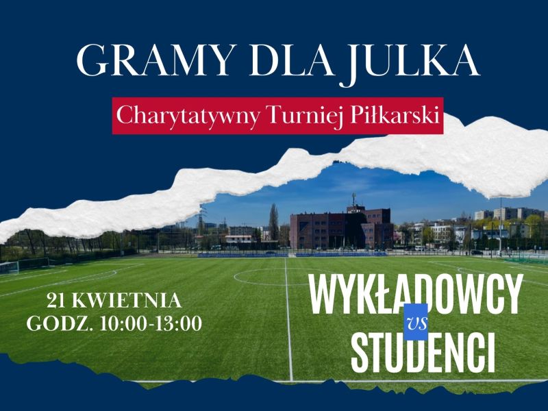 grafika przedstawia boisko a na nim napisy odnoszące sie do wydarzenia, wszystkie szczegóły zawarte w tekście informacji