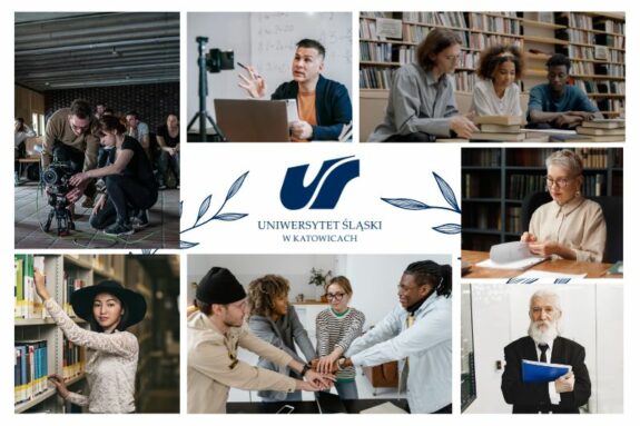 kolaż zdjęć i logo UŚ