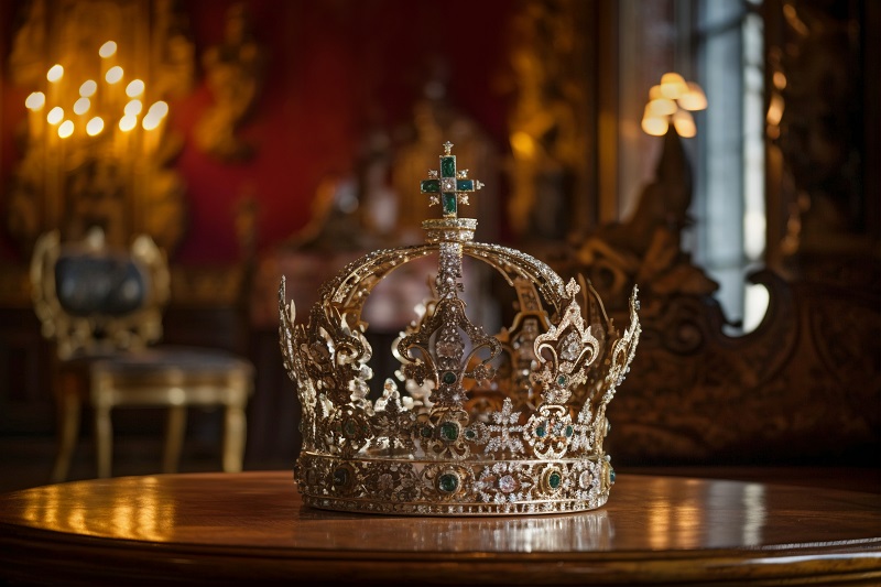 korona królewska leży na stole