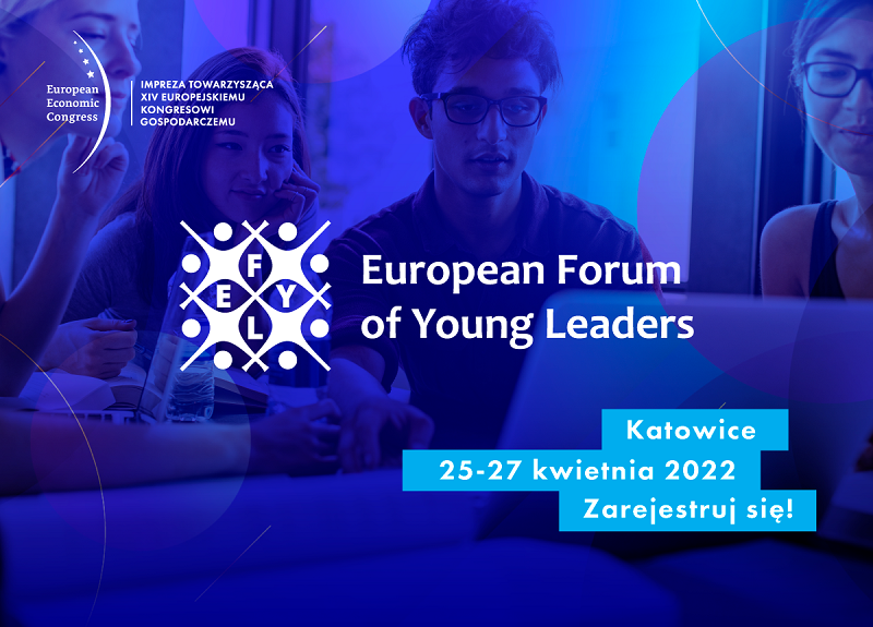 grafika promująca Europejskie Forum Młodych Liderów / graphics promoting the event" Katowice 25-27 April, register now!