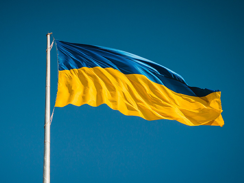 flaga Ukrainy/Ukrainian flag blowing in the wind