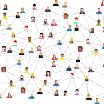 Grafika: sieć relacji łączących dużą grupę ludzi
