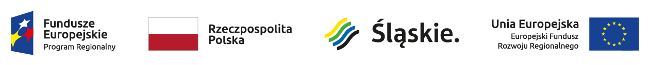 Logotypy: Fundusze Europejskie Program Regionalny, Rzeczpospolita Polska, Województwo Śląskie, Unia Europejska Europejski Fundusz Rozwoju Regionalnego