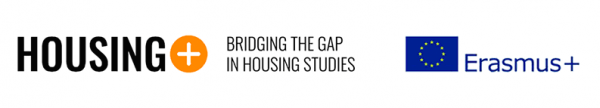 Logo: Housing+ Housing+ Bridging the Gap in Housing Studies oraz Erasmus+ 