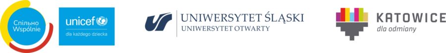 logo: UNICEF, Uniwersytet Otwarty UŚ, Miasto Katowice