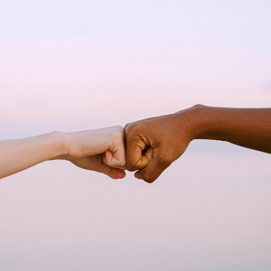 dwie dłonie uderzające się pięścią / fist bump