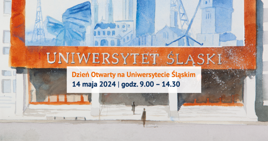 grafika promująca Dzień Otwarty na Uniwersytecie Śląskim