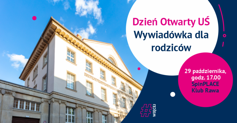 Dzień Otwarty UŚ wywiadówka dla rodziców 29 października godz. 17.00 spinPLACE Klub Rawa
