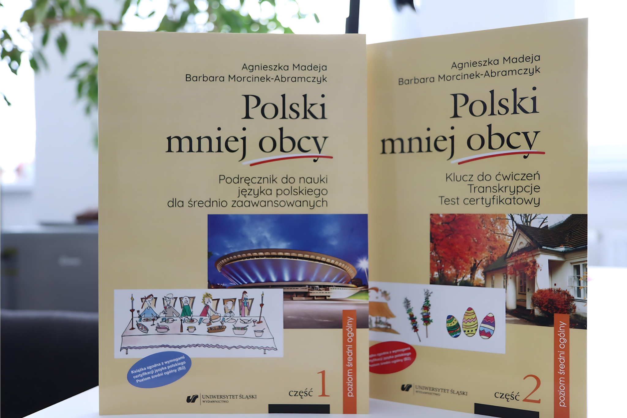 zdjęcie okładek obu części podręcznika "Polski mniej obcy"