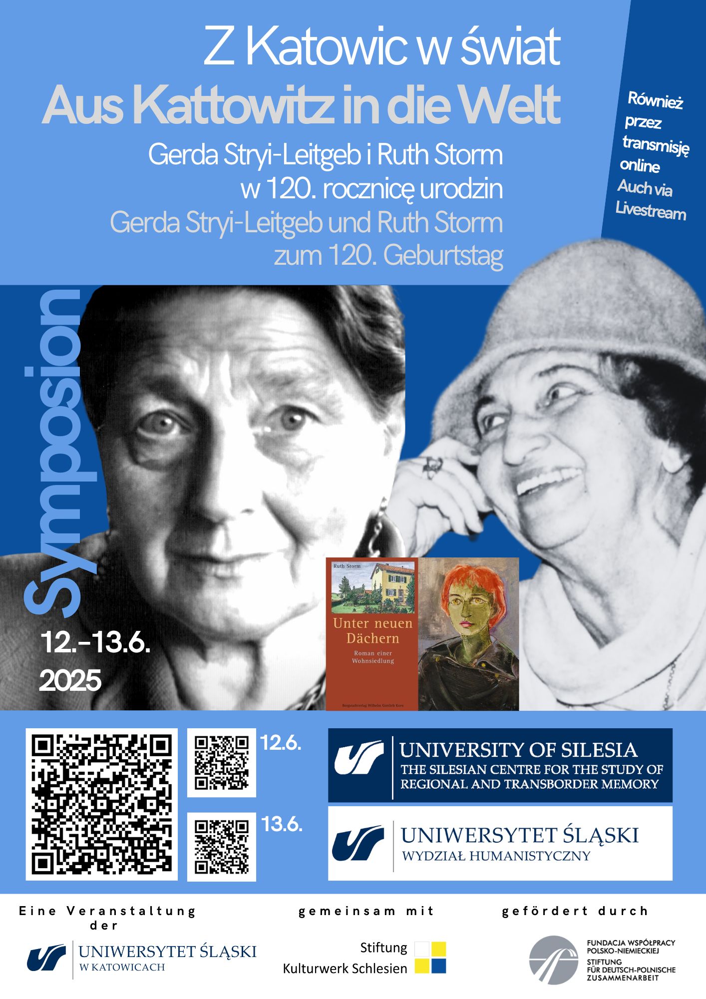 plakat informujący o konferencji ze zdjęciami Ruth Storm i Gerdy Stryi