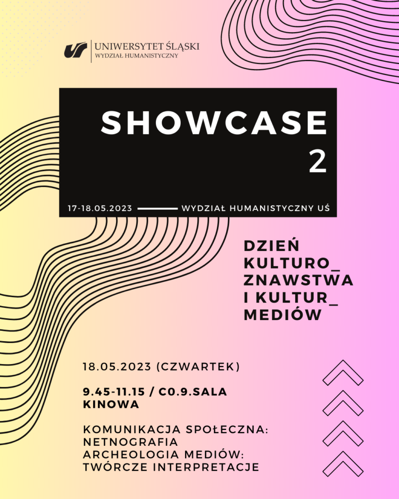 showcase 2 komunikacja społeczna: netnografia archeologia mediów: twórcze interpretacje 18.05.2023 (czwartek) 9.45-11.15 / C0.9 sala kinowa