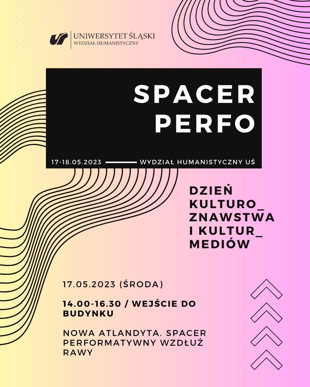 spacer perfo nowa atlantyda. spacer performatywny wzdłuż rawy 17.05.2023 (środa) 14.00-16.30 / wejście do budynku