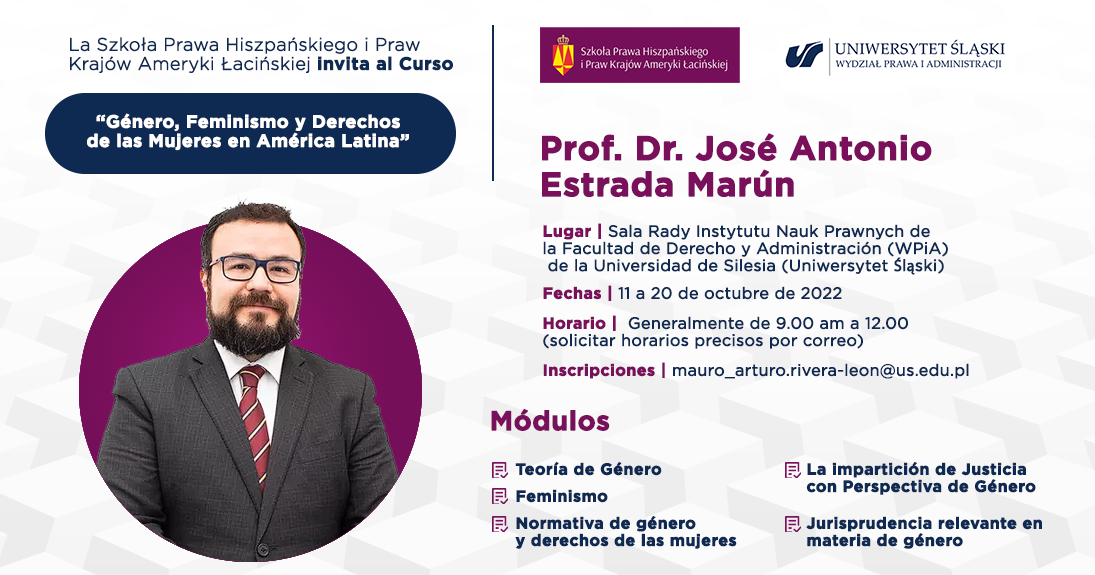 plakat informacyjny dotyczący wykładów Prof. dr José Antonio Estrada Marún