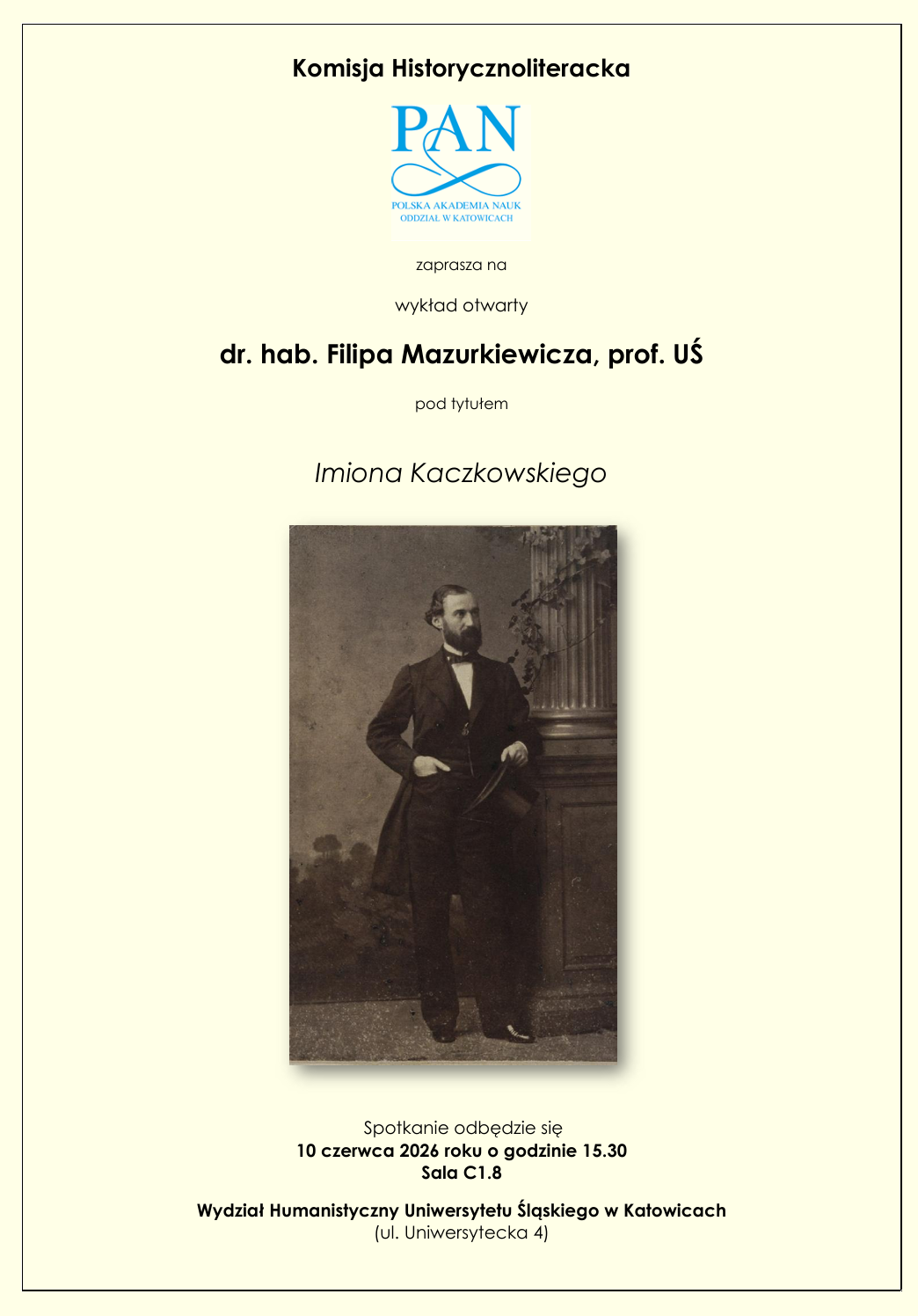afisz promocyjny z fotografią Kaczkowskiego