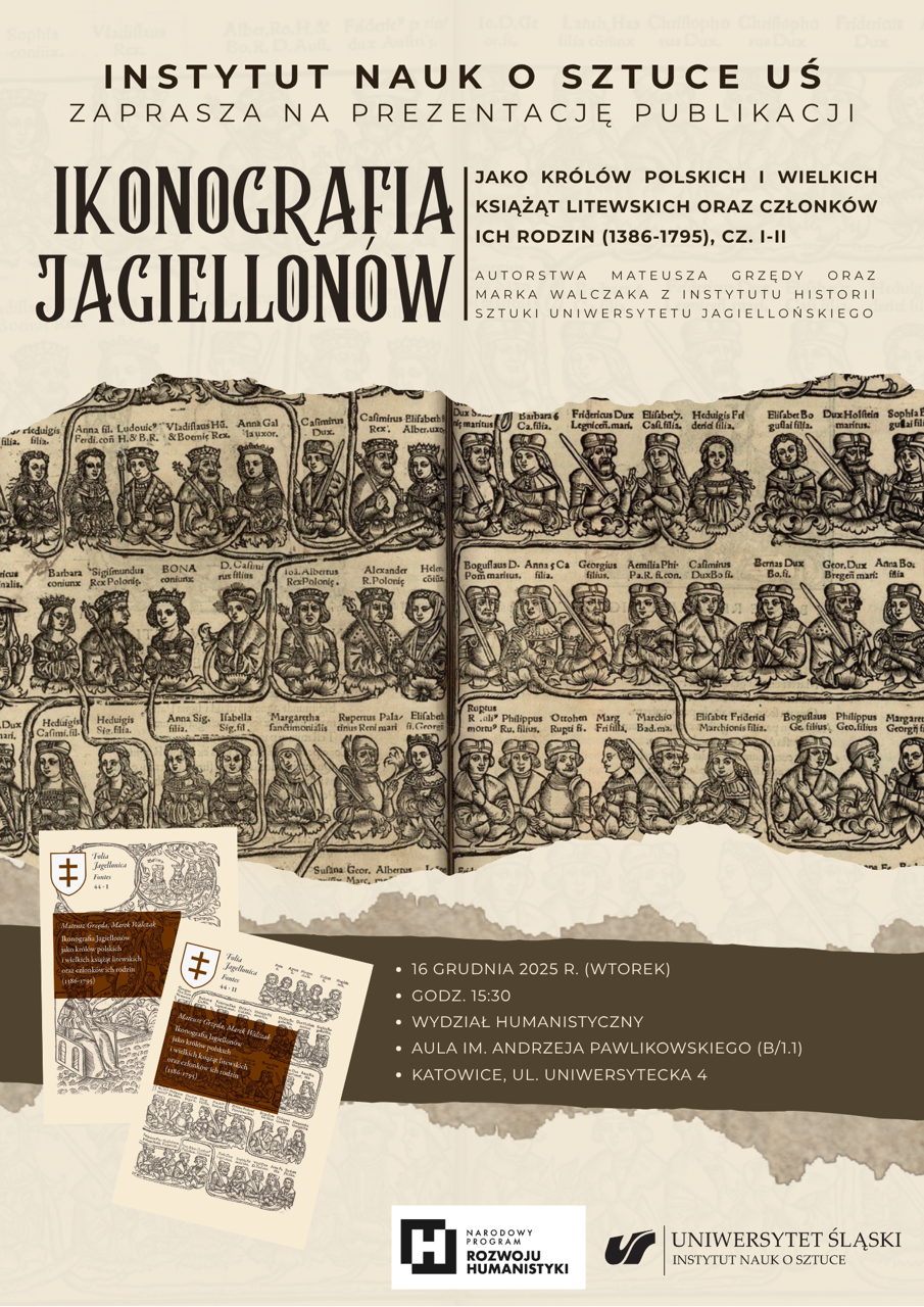 plakat promujący publikację o ikonografiach jagiellonów