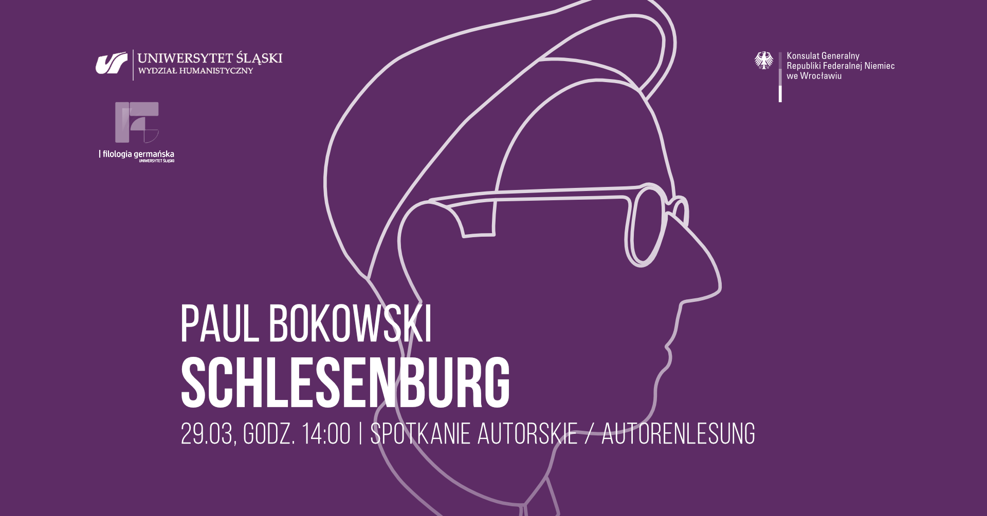 plakat spotkania autorskiego z Paulem Bokowskim