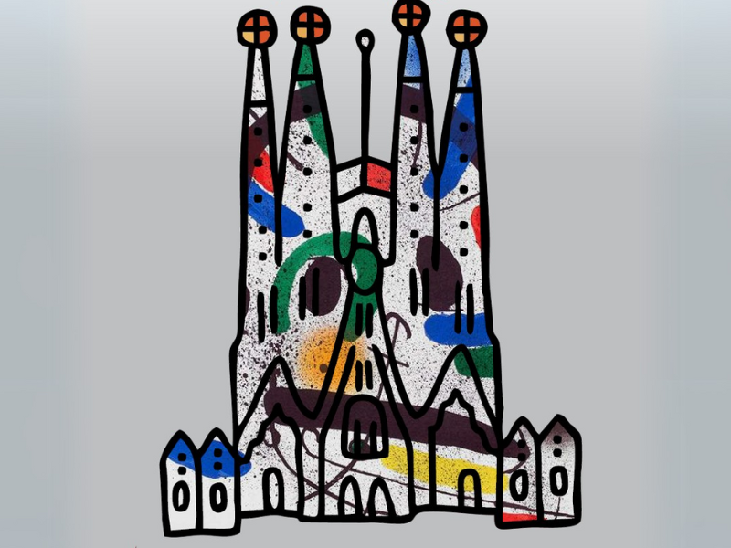 rysunek przedstawiający Basílica de la Sagrada Família